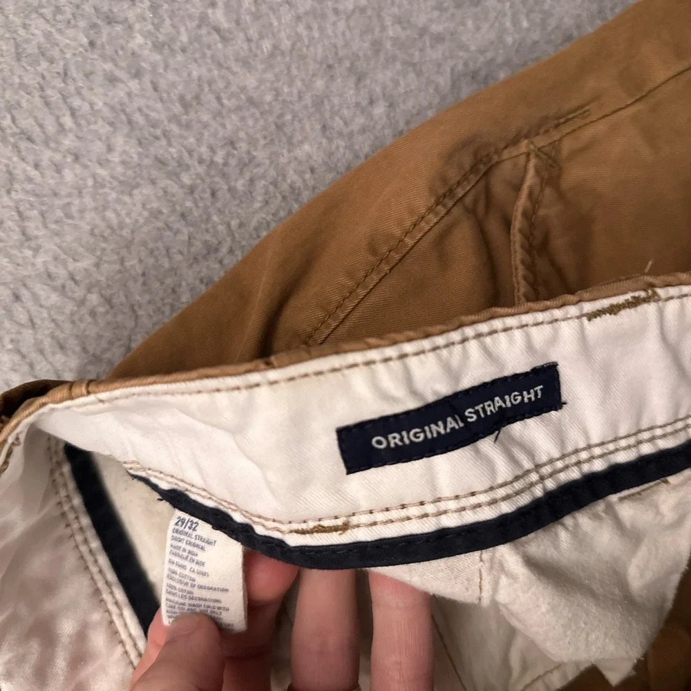 American Eagle Chino Pants Mens 30x30* Brown Original Straight 100% Cotton‎ Golf